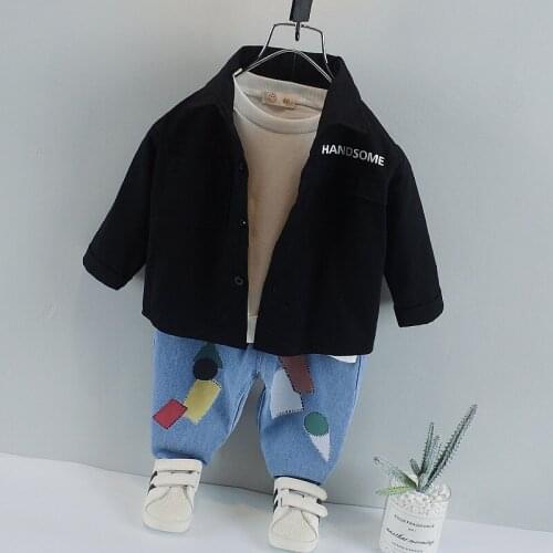 2020 Autumn Baby Boys Clothing Formal Infant Gentleman Shirt Pants Jeans 2Pcs/Sets Kids Clothess Cotton Children Leisure Suits