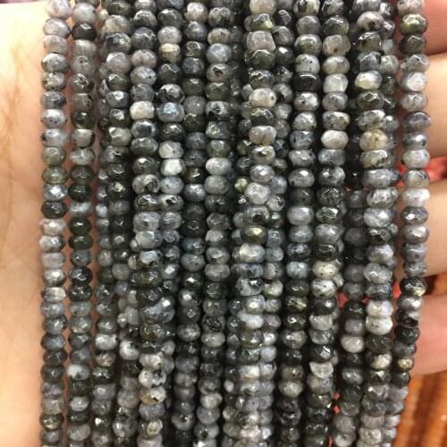 3*4MM Faceted Natural Stone Black Labradorite Small Abacus Tiny Loose Beads for DIY Making Jewelry Bracelet Earrings Luxury New