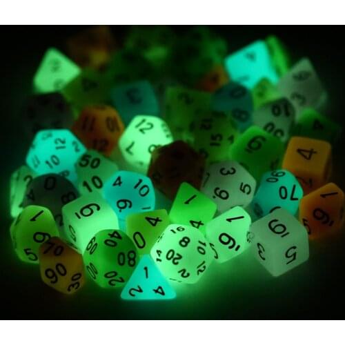 7pcs/lot Luminous Dice Glowing In The Dark Dice Set D4/6/8/10/10%/12/20 For Board Game