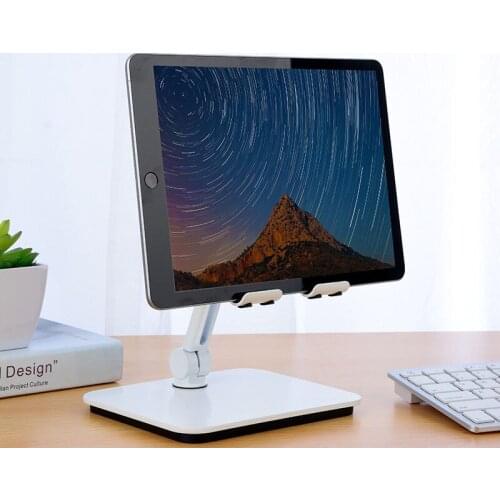 Aluminum Tablet Stand Folding Desk Mount Holder Fits 4-12.9" Tablets/Phones for iPad Pro 12.9 11 Mini Air Xiaomi Office Bedside