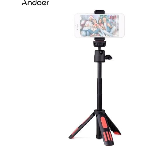 Andoer M12 Portable Mini Tripod 3 Sections Extendable with Rotatable Ball Head Phone Clip 1/4 Inch Screw for Camera Smartphone