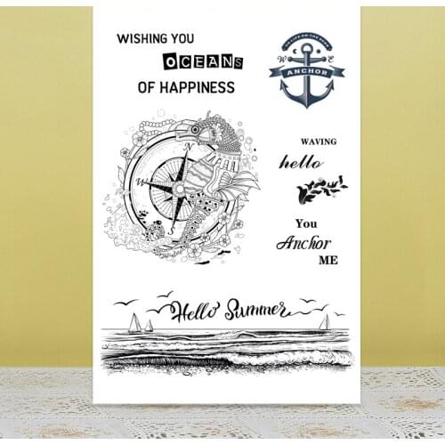 AZSG Wishes / Surfing / Compass Clear Stamps/Seal For DIY Scrapbooking/Card Making/Album Decorative Silicon Stamp Crafts