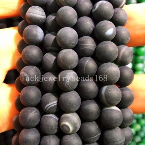 Free Shipping Fashion Jewelry 6mm Beautiful Frost Black Stipes Carnelian Round Loose Beads 15" FG7098