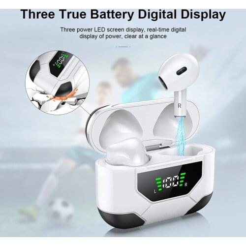 KINGSTAR Wireless Bluetooth Earphone Football Sports Headphones Super Bass Earbuds Headset with Digital Display Charging Case