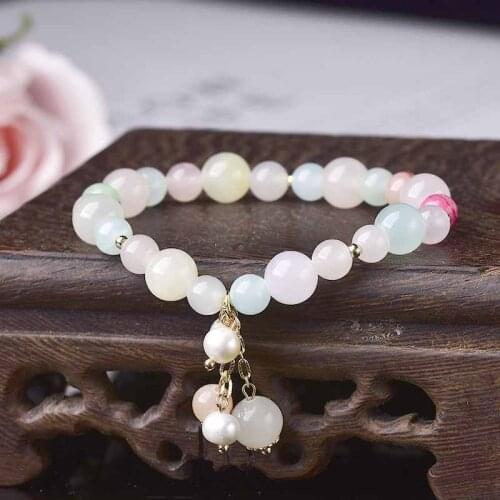 100%Natural Crystal Beads Bracelets Quartz Natural Stone Streche Bracelet Elastic Cord Pulserase Jewelry Beads Lovers Woman Gift