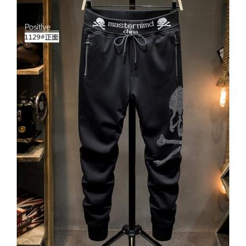 Casual Rhinestones Pants Mens Sweatpants Fitness Workout Brand Track pants New winter Male Fashion Trousers 2020 new
