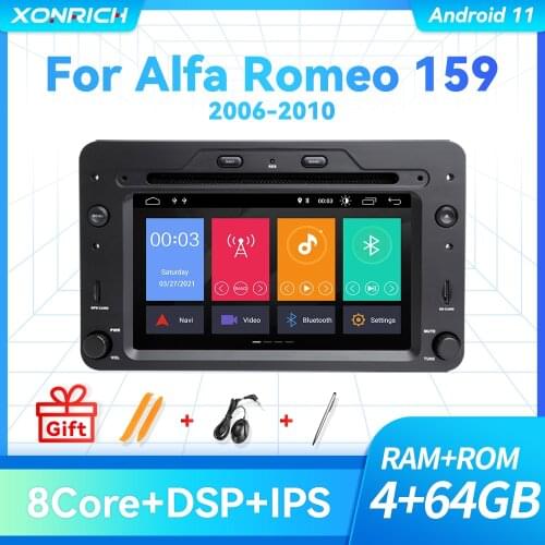 Carplay 4GB+64GB Android 11 Car DVD Player Stereo For Alfa Romeo Spider Brera 159 Sportwagon 2006 GPS Navigation Radio DSP DAB