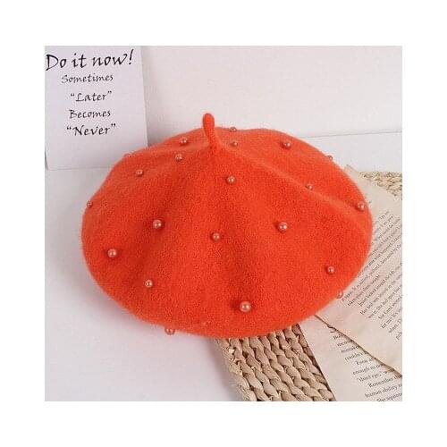 2020 New Girls Knitting Hats Autumn and Winter Pearl Childrens Beret Baby Girl Painter Hat Winter Accessories for Kids