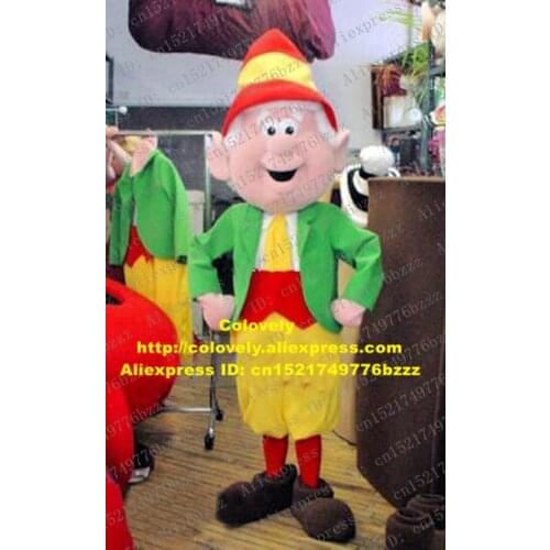 Kind Yellow Green Old Man Keebler Elves Mascot Costume Mascotte With Green Coat Yellow Pants Big Brown Shoes No.697 Free Ship
