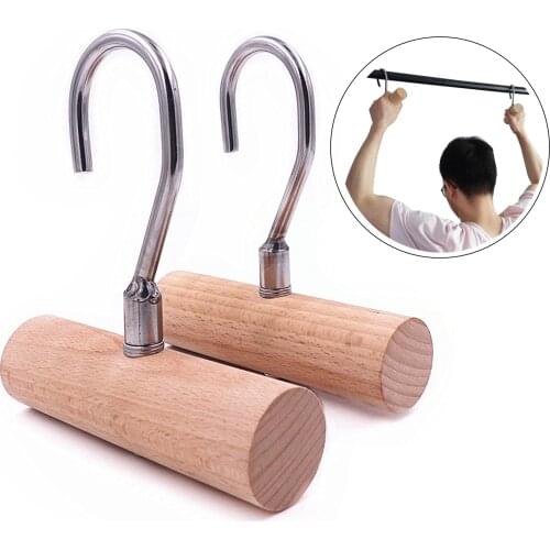 1 Pair Pull Up Workout Grips Wooden Heavy Duty Bar with Hook for Weight Lifting Deadlift Arm Strength Trainer Fitness Equipment
