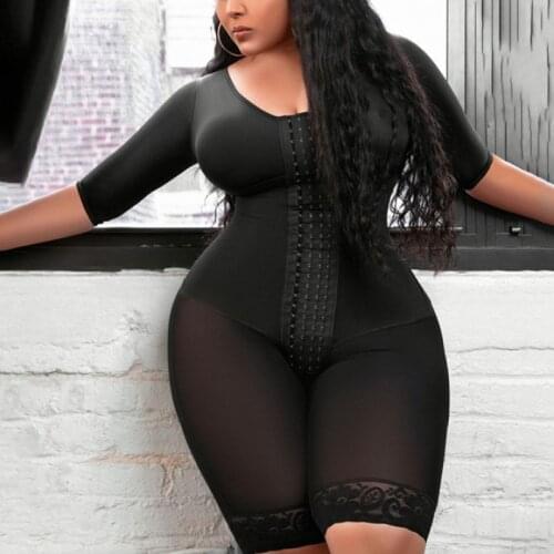 Fajas Colombianas Full Body Support Arm Compression With Built In Bra Half Sleeve Mid Leg Bodysuit