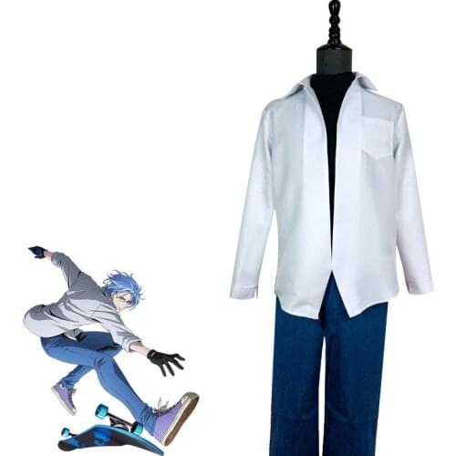 Anime SK EIGHT SK8 Cosplay Costume Hasegawa Ranga Uniform Coat + Top + Trousers Blue White set Costume for Women Men