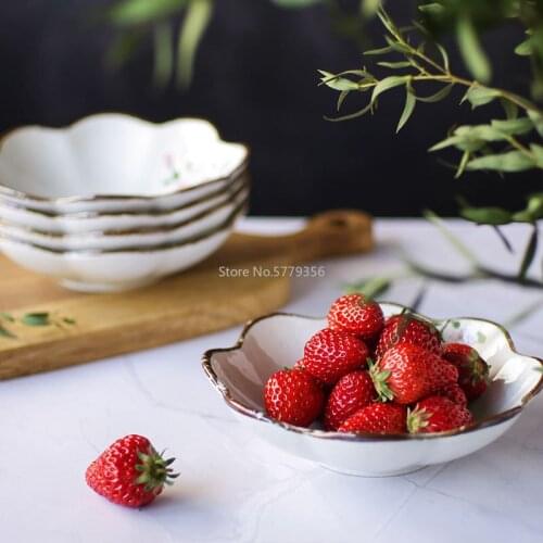 Beautiful Cherry Blossom Series Japanese Tableware Ceramic Plate 7Inch Cherry Blossom Plate Creative Fruit Salad Plate Household
