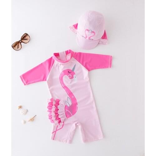 Toddler Infant Baby Girls Swimwear Flamingo Swimsuit Beach Bathing Suit Kids Summer One-Piece Swimming Wear Overall Bikini Girl