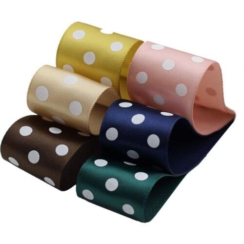 5meter/lot 25|38mm dot single-sided polyester tape High quality handmade clothing DIY gift box ribbon material gold ribbon T-013