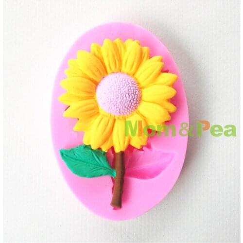 Mom&Pea 0667 Free Shipping Sunflower Shaped Silicone Mold Cake Decoration Fondant Cake 3D Mold