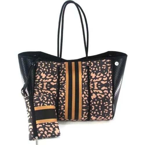 Fashion Ladies Women Summer Casual Tote Straw Designer Camouflage Logo Custom Neoprene Beach Bag