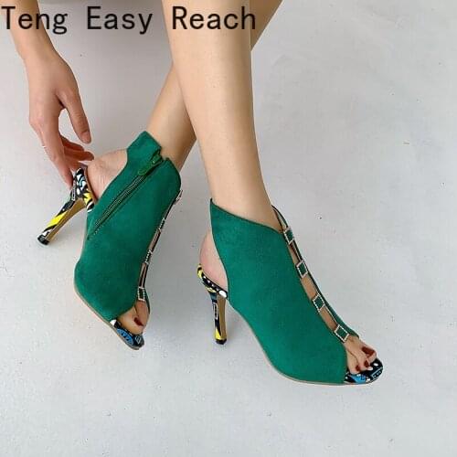 Fashion Women Gladiator Sandals Flock Fish Mouth Women Sandals Shoes Open Toe Platform Stiletto High Heels Party Wedding Shoes