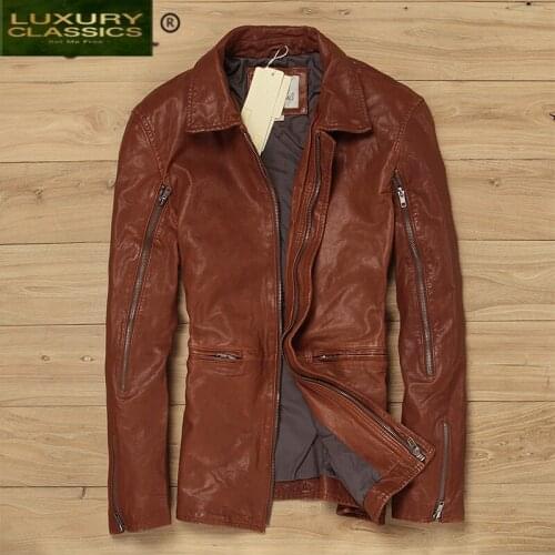 Genuine Winter 100% Real Leather Jacket Men Spring Clothes 2021 Streetwear Natural Sheepskin Coat Mens Leather Jacket