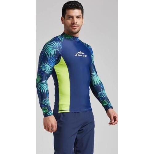 SBART Floral Rash Guard Men Lycra Surfing Rashguard Swim Shirt UV Protection Long Sleeve Swimwear Sailing Diving Suit Wetsuit