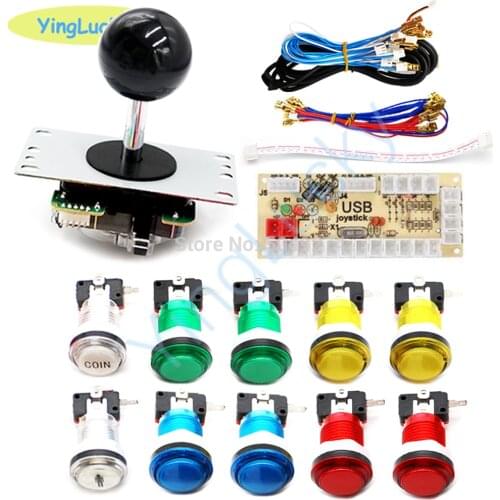 Zero Delay Arcade DIY kit Arcade parts Bundles sanwa Joystick 5V led Push Button USB to PC /Raspberry Pi Board