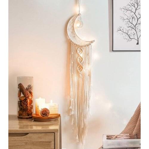 Moon Macrame Wall Hanging Boho Hoom Decor Macrame Dream Catcher Tapestry Wall Kids Room Decoration Home Wedding Ornament Gift