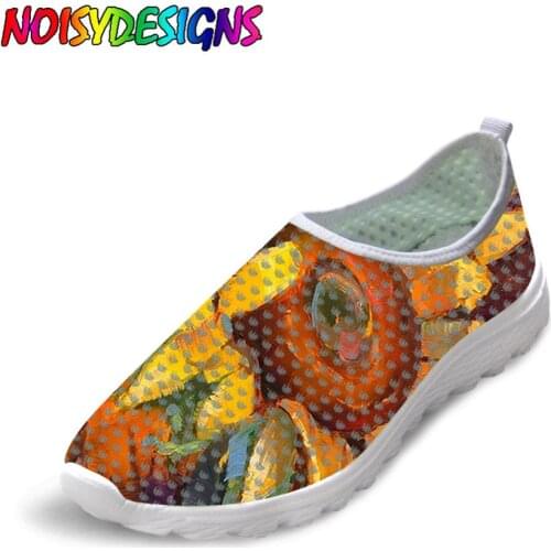 NOISYDESIGNS Mesh Shoes For Women Sunflower Printed Yellow Sneakers Female Light Breathable Walking Leisure Shoes Zapatos Mujer