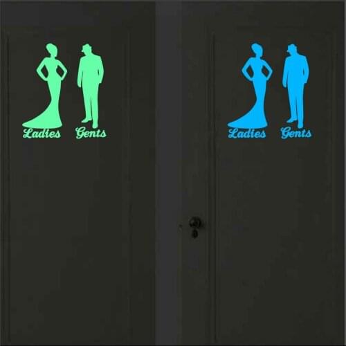 New!!! Luminous Toilet Sticker Cartoon Glow in the Dark Bathroom Sticker Washroom Door Sign Sticker WC Wall DIY Indicator Label