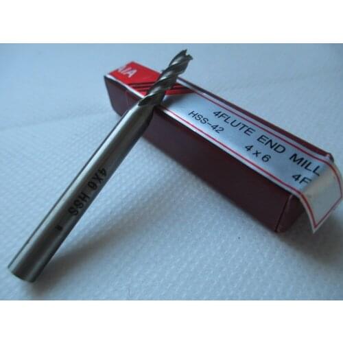 New 2pc 4*6mm HSS CNC Straight Shank 4 Flutes End Mill Milling Cutter Metal Drill Bits Cutting Tool