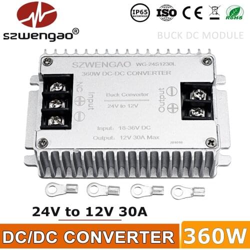 Szwengao DC 24V to 12V 20A 25A 30A Step Down Power Converter 24 Volt Buck to 12 Volt Voltage Regulator for Cars Buses Boats