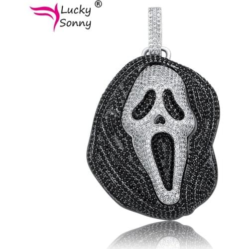 Lucky Sonny Personality Ghost Pendant Necklace Halloween Party Chain Necklaces for Women Mens Hip Hop Jewelry Wholesale