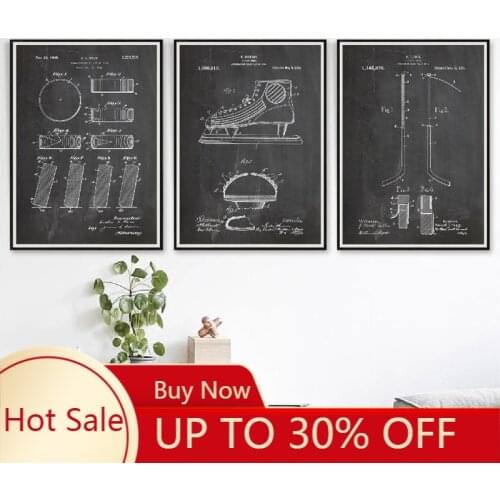 Hockey Patent Group Blueprints Vintage Posters Canvas Painting Prints Hockey Stick Puck Sports Wall Art Home Decor