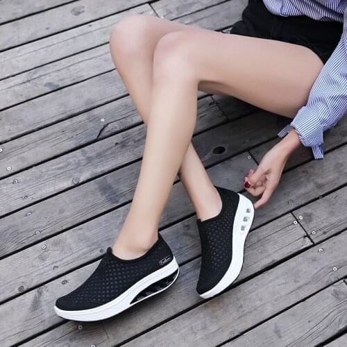 British Style Spring Height Increase Casual Shoes Women Breathable Sport Walking Sneakers Ladies Non-slip Cushioning Wedges Shoe