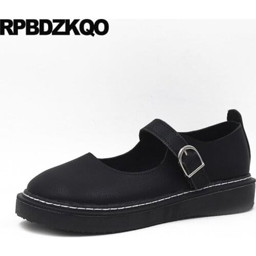 Mary Jane Women Flats Japanese 2019 Designer Round Toe Ladies Comfortable Chinese Black Fitness Cheap Shoes China Korean Size 35