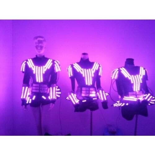 LED illuminated/ glowing women/lady robot costumes/ light suits/clothes dance accessories dance dress jumpsuits