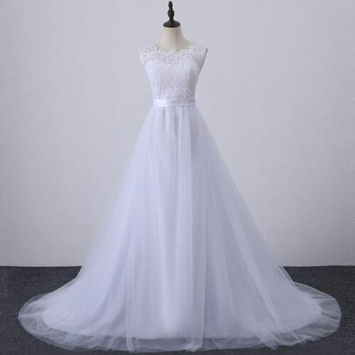 Vestido de novia bohemio new tulle lace back open A Lina white beach wedding dress Sweep Train vestidos de novia talla grande