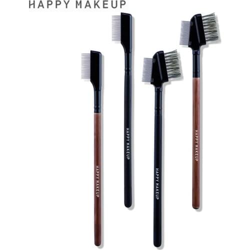 HAPPY MAKEUP 1Pcs Stainless Steel Eyebrow Comb Double-Sided Dual Purpose Makeup Brush Eyelash Comb with Cover Cosmetic Tools