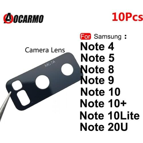 10Pcs For Samsung Galaxy Note 4 5 8 9 10+ 20 ULtra 10 Lite Plus Rear Back Camera Lens With Sticker Replacement Part