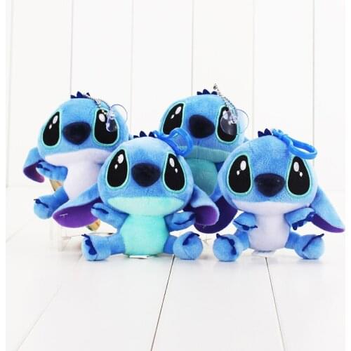 2pcs/lot 10cm 4style Lilo and Stitch Plush doll toy with keychain sucker Cartoon movie doll toy soft stuffed doll for children