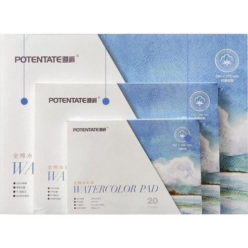 20 Sheets of Cotton Pulp Illustration Watercolor Book Color Paper Sketch Book Hand-painted Painting Art Supplies