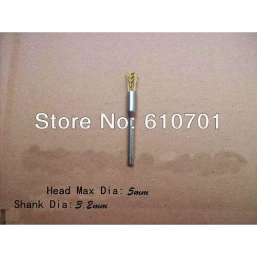 5PCS Pen Shape 5mm End Brass Wire Brush 3.2mm mandrel For Rotary Tools Electric Grinder