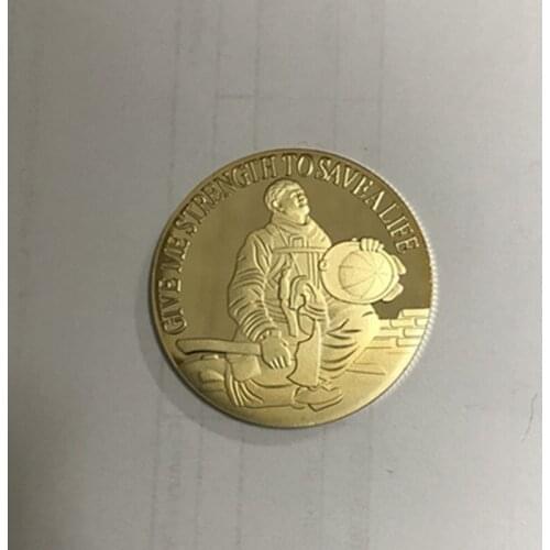 5 pcs The American Firemans prayer GIVE ME STRENGTH TO SAVE A LIFE gold plated 40 mm souvenir collectible metal coin