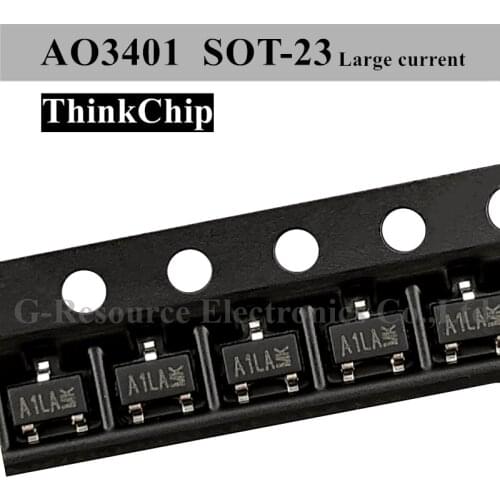 50pcs) AO3401 A1LA SOT-23 SMD LARGE CURRENT Power field effect tube Transistor P-Channel MOS-FET 3401