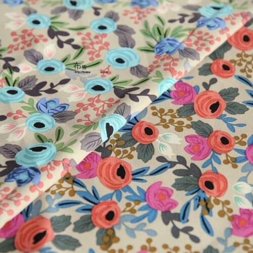 50X150cm Rose Flower Printed Canvas Fabric For DIY Tablecloth Pillowcase DIY Home Textiles Cotton Tecido Tissue Patchwork