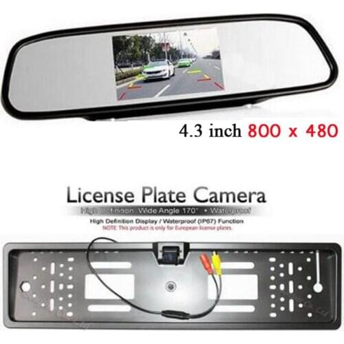 Auto Europe / RU License Plate Frame Camera Rearview With Parking vehicle 4.3 Colorful LCD Car Rear View Mirror Monitor