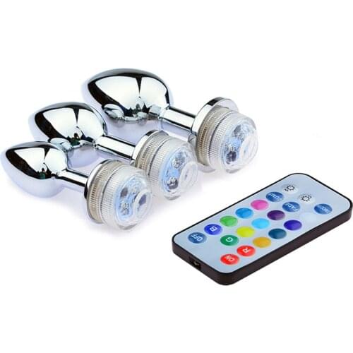 Wireless Remote Control Metal Luminous Anal Plug Prostate Massage Butt Plug with LED Anal Tail Sex Toy Adult Products for Women