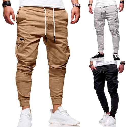 Mens Vogue Slim Fit Ankle-tied Pencil Pants Joggers Trousers Male Casaul Drawstring Side Pockets Harem Pants Solid Sportswear