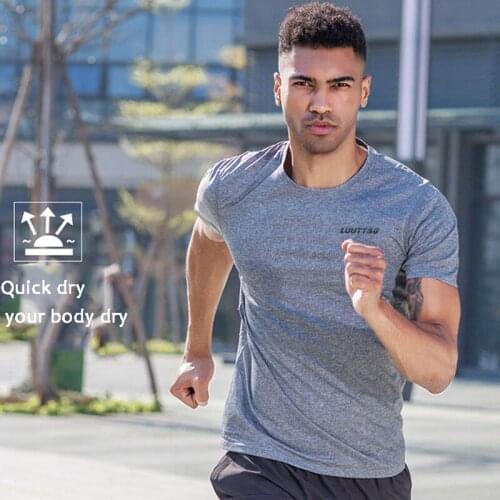 Quick Dry Running T-Shirts For Men Casual Loose Sport Tops Tees Fitness Gym Tops Soccer Jersey Sportswear Workout Clothing
