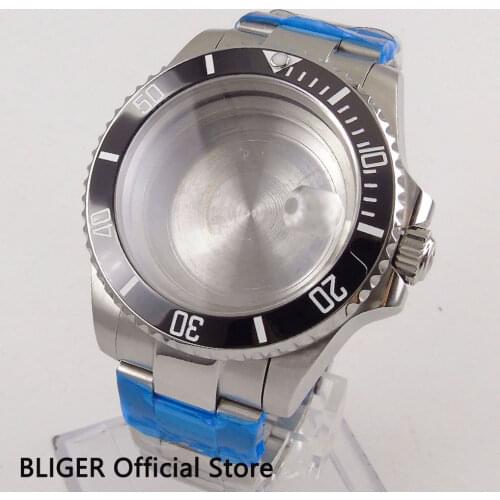 Stainless Steel 40mm Watch Case Sppphire Glass Ceramic Bezel with Mental Bracelet Fit ETA2836 MIYOTA Automatic Movement
