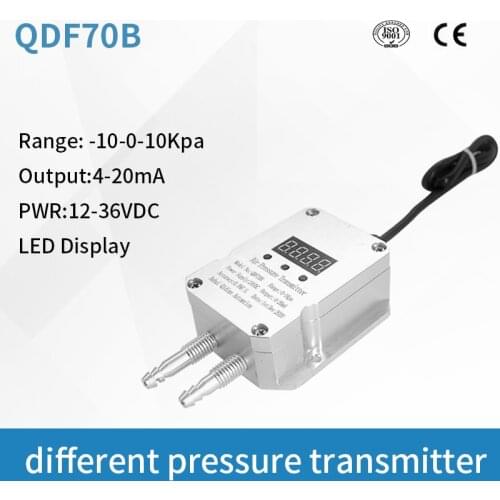 QDF70B LED Digital 4-20ma Air Differential Pressure Sensor Transmitter 10kpa Wind Micro Gas Differential Pressure Transmitter
